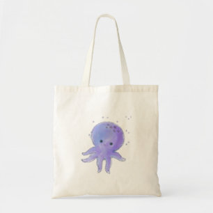 Lila Niedlicher Oktopus Wasserfarbe Tragetasche