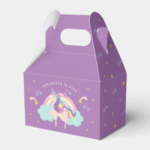 Lila   Niedlicher Regenbogen Einhorn Personalisier Geschenkschachtel