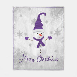 Lila Niedlicher Snowman Holiday Fleece Blanket
