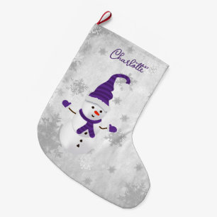 Lila Niedlicher Snowman Holiday Strumpf Großer Weihnachtsstrumpf