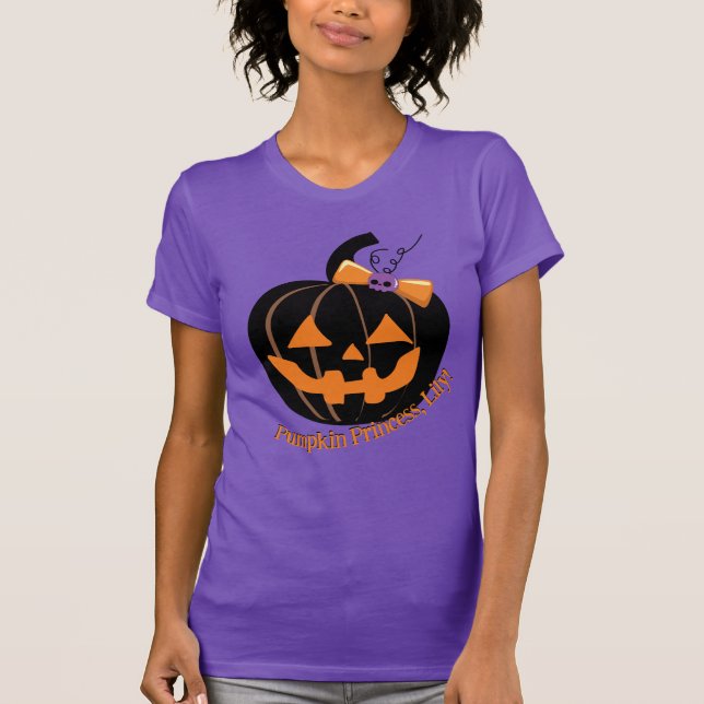Lila Niedlicher und Spooky Pumpkin T - Shirt (Vorderseite)
