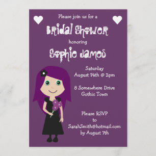 Lila Niedliches Gothic-Brautparty Einladung