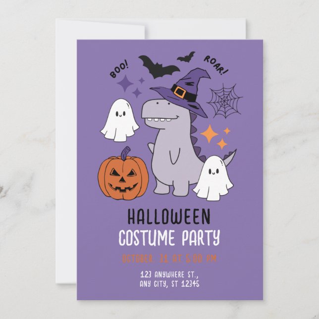 Lila Niedliches Halloween-Party Einladung (Vorderseite)