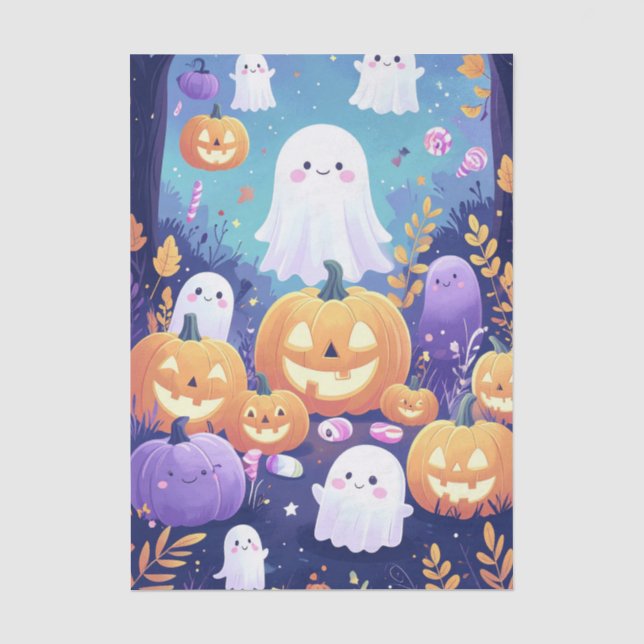 Lila Niedliches Halloween Seidenpapier (Vorderseite)