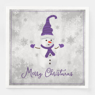 Lila Niedliches Snowman Holiday Paper Napkin Serviette