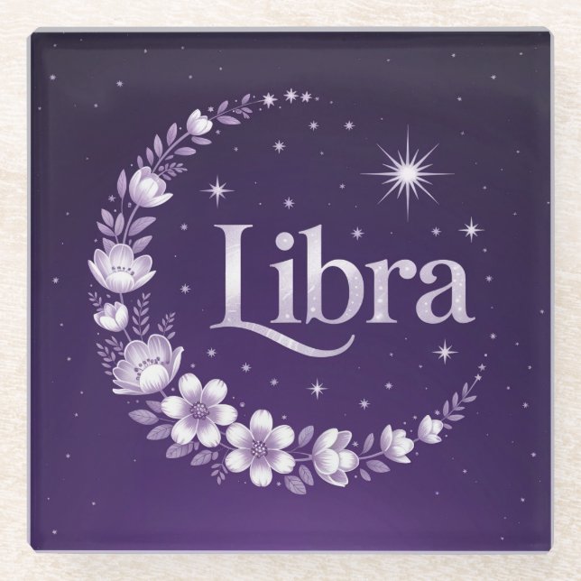 Lila Night Sky Libra Square Untersetzer (Vorderseite)