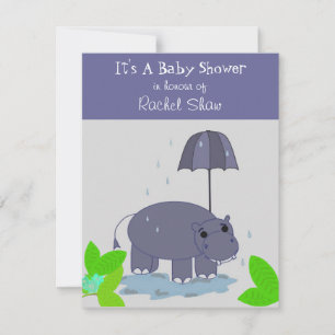 Lila Nilpferd-Baby-Shower-Einladung Einladung