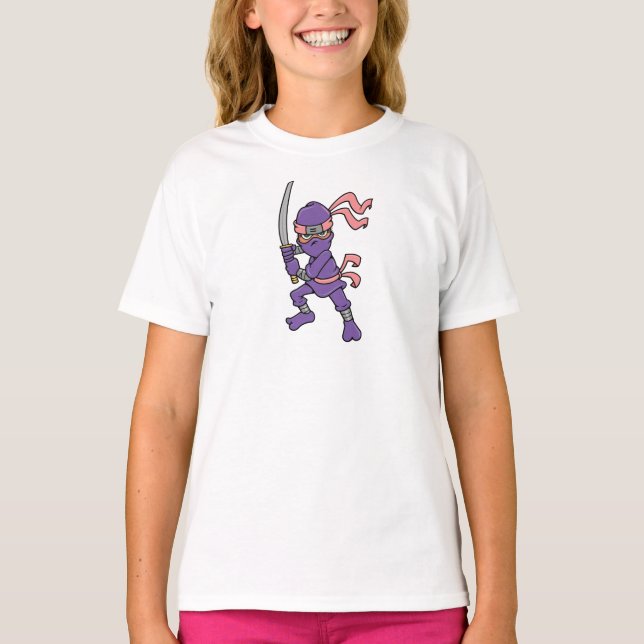 Lila Ninja-Design T-Shirt (Vorderseite)
