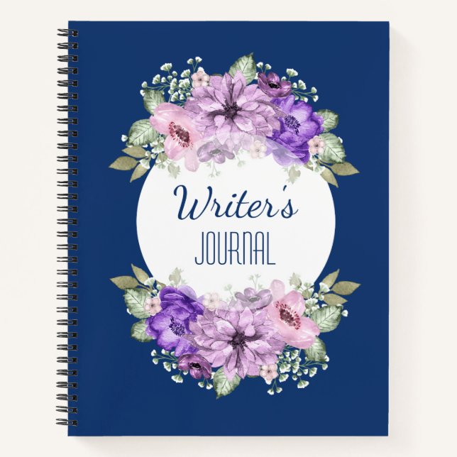 Lila Notebook mit benutzerdefinierter Blume Notizbuch (Vorderseite)