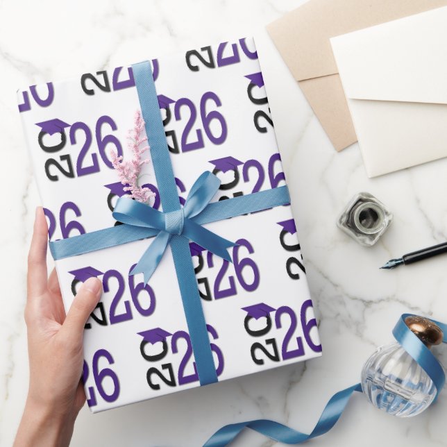 lila Obergrenze für 2025 Abschluss auf schwarz Geschenkpapier (Schenken)