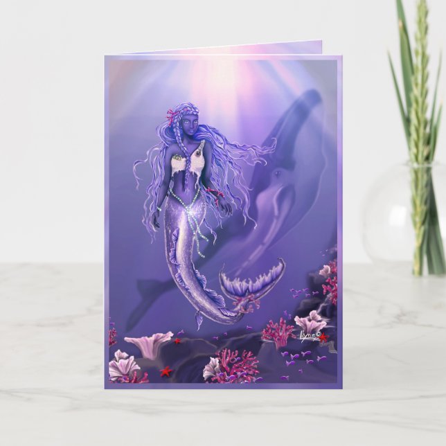 Lila Ocean Mermaid-Blindkarte Karte (Vorderseite)