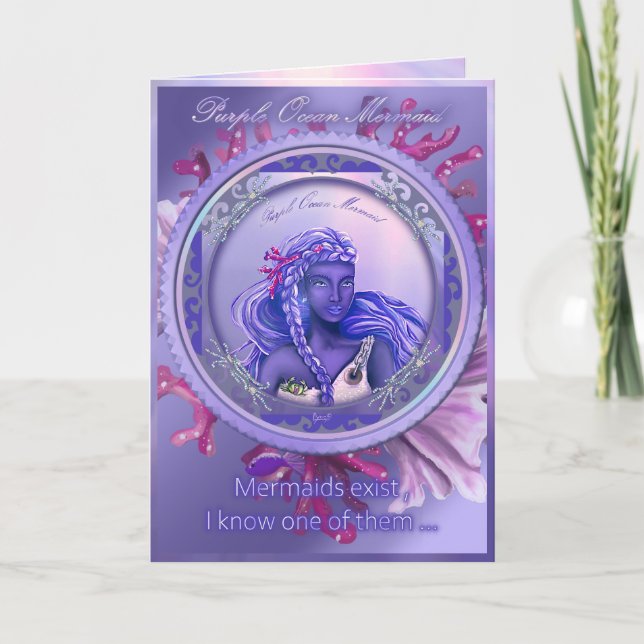 Lila Ocean Mermaid Geburtstagkarte Karte (Vorderseite)