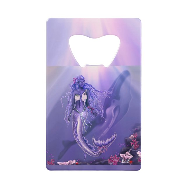Lila Ocean Mermaid Kreditkarte Flaschenöffner (Vorderseite)