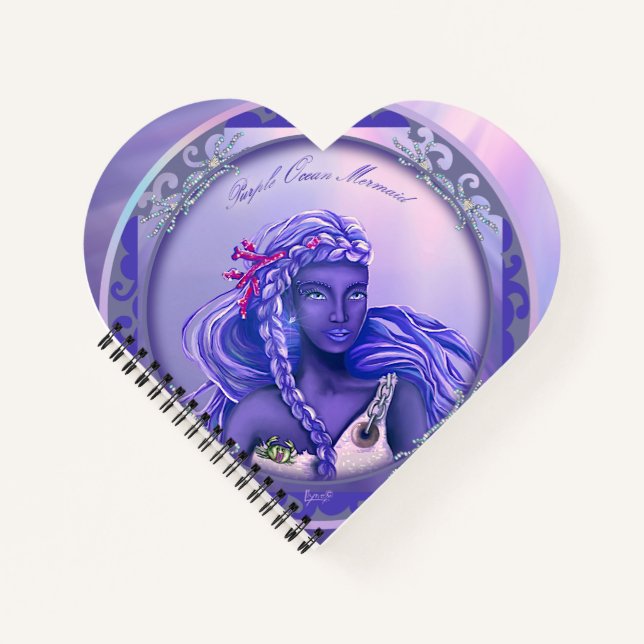 Lila Ocean Mermaid Notebook Notizbuch (Vorderseite)