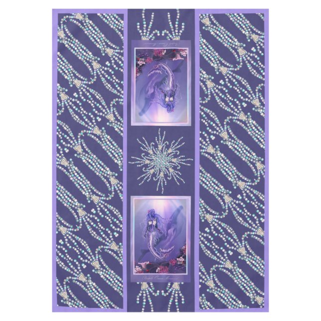Lila Ocean Mermaid Tischdecke (Vorderseite)