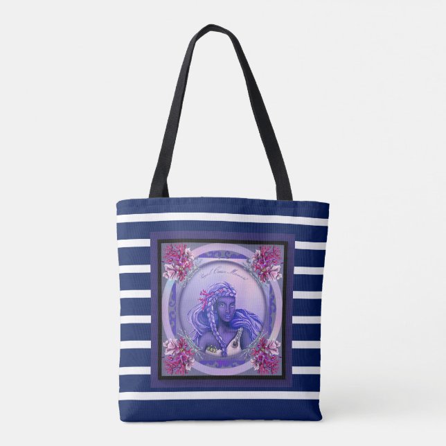 Lila Ocean Mermaid Tote Bag Tasche (Rückseite)