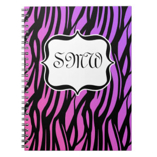 Lila oder rosa Zebrastreifen Monogramm Notizblock