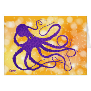 Lila Oktopus - 7 Zoll x 5 Zoll Kunstkarte