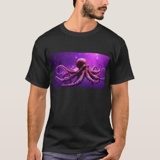 Lila Oktopus-Design T-Shirt
