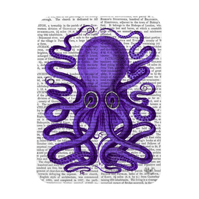 Lila Oktopus Magnet (Vertikal)