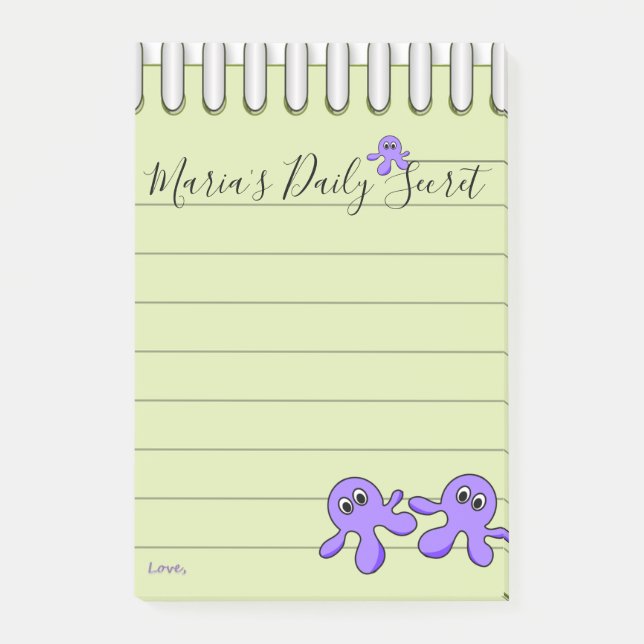 Lila Oktopus nach der Anwendung Post-it Klebezettel (Vorderseite)