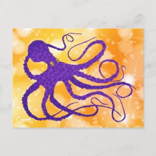 Lila Oktopus - Postkarte