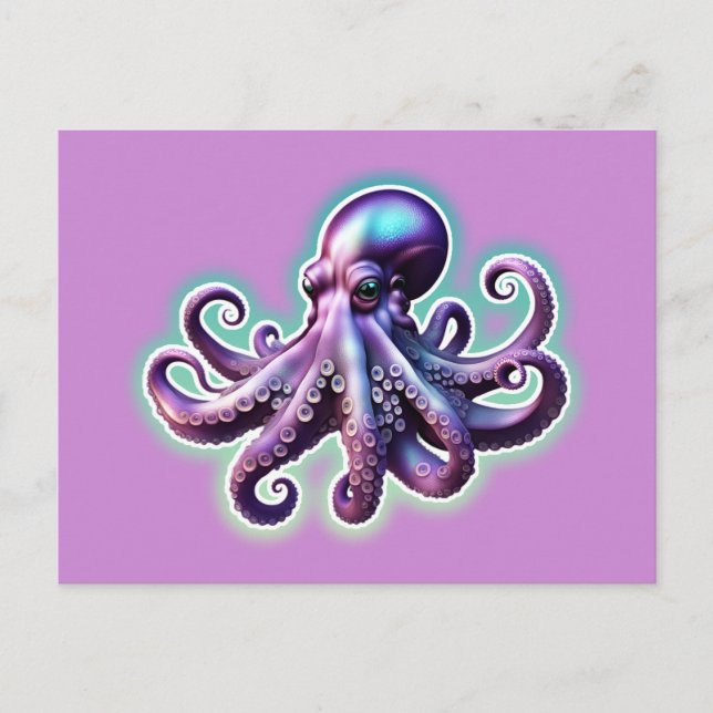 Lila Oktopus Postkarte (Vorderseite)