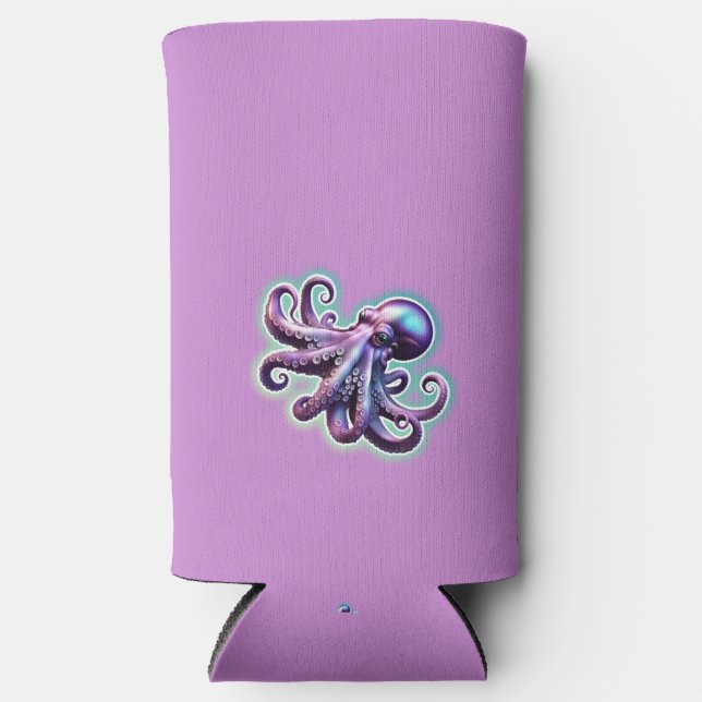 Lila Oktopus Selters Dosenkühler (Vorderseite)