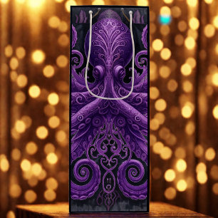 Lila Oktopus Victorian Steampunk Kraken Geschenktüte Für Weinflaschen