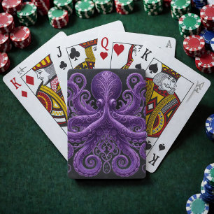 Lila Oktopus viktorianischer Steampunk Kraken  Spielkarten