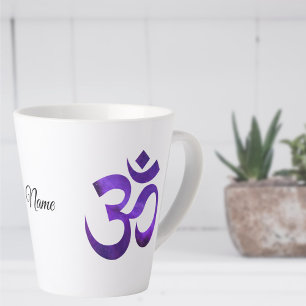 Lila Om-Symbol, Name, 12oz oder 17oz Latte-Tasse Milchtasse