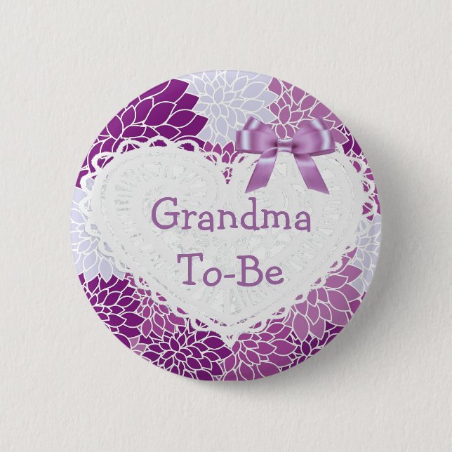 Lila Oma zum Baby-Duschknopf Button (Vorderseite)