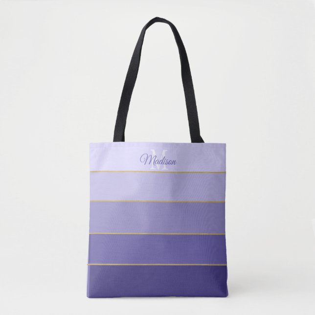 Lila Ombre-Farbblöcke Personalisiert Tasche (Vorderseite)