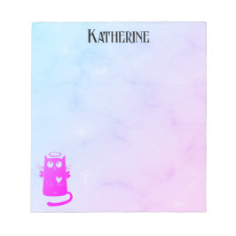 Lila Ombre Funny Angel Cat Notizblock