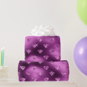Lila Ombre Glam Glitter Diamanten Muster Geschenkpapier