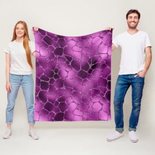 Lila Ombre Glam Glitter Giraffenflecken Muster Fleecedecke