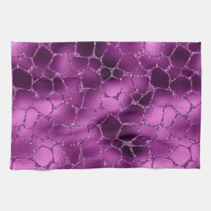 Lila Ombre Glam Glitter Giraffenflecken Muster Geschirrtuch