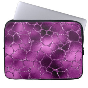 Lila Ombre Glam Glitter Giraffenflecken Muster Laptopschutzhülle