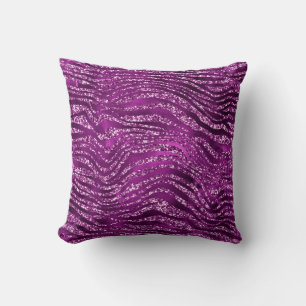 Lila Ombre Glam Glitter Tigerstreifen Muster Kissen