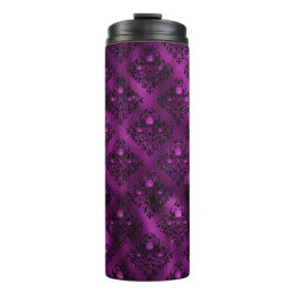 Lila Ombre Glam Glitzer Damask Muster Thermosbecher