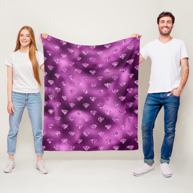Lila Ombre Glam Glitzer Diamonds Pattern Fleecedecke (Beispiel)