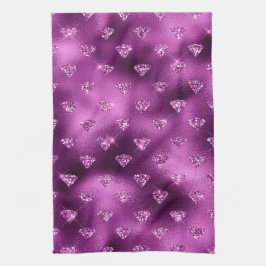 Lila Ombre Glam Glitzer Diamonds Pattern Geschirrtuch