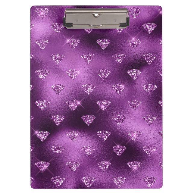Lila Ombre Glam Glitzer Diamonds Pattern Klemmbrett (Vorderseite)