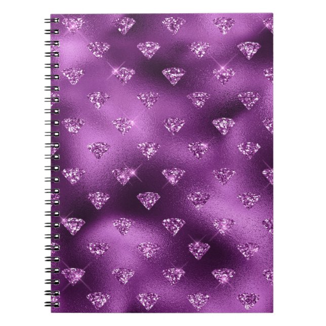 Lila Ombre Glam Glitzer Diamonds Pattern Notizblock (Vorderseite)