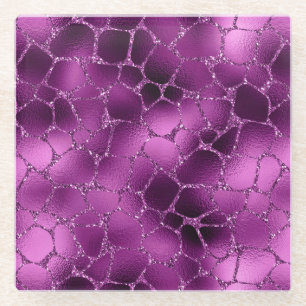 Lila Ombre Glam Glitzer Giraffe Spots Muster Glasuntersetzer