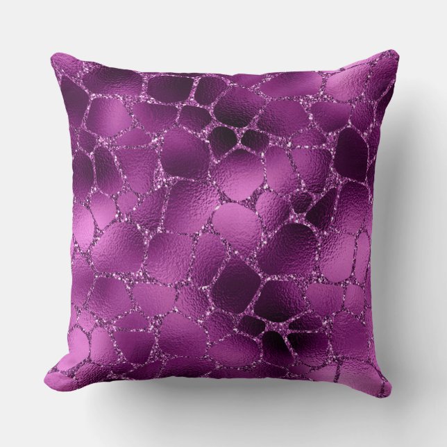 Lila Ombre Glam Glitzer Giraffe Spots Muster Kissen (Vorderseite)