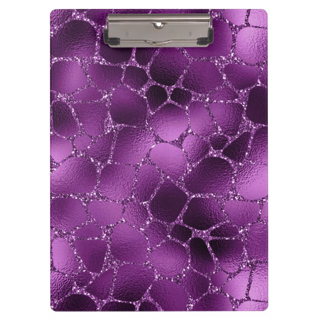 Lila Ombre Glam Glitzer Giraffe Spots Muster Klemmbrett (Vorderseite)