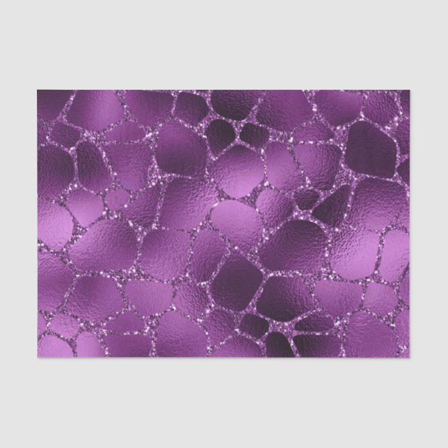 Lila Ombre Glam Glitzer Giraffe Spots Muster Seidenpapier (Vorderseite)