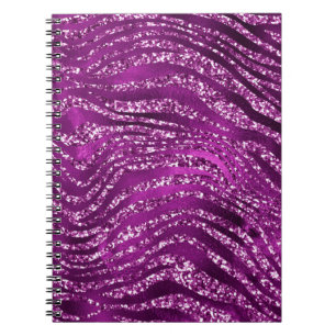 Lila Ombre Glam Glitzer Tiger Streifen Muster Notizblock
