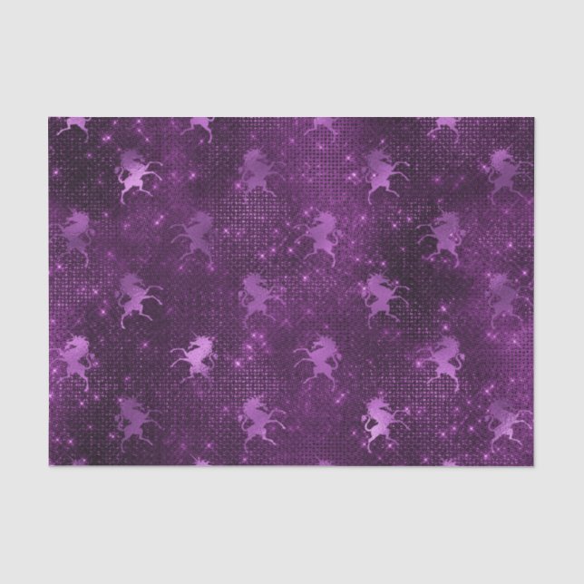 Lila Ombre Glam Glitzer Unicorns Muster Seidenpapier (Vorderseite)